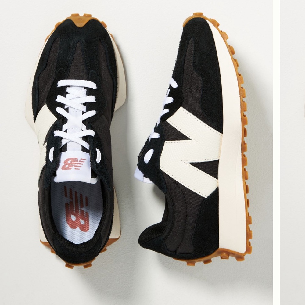 New Balance Black and White 327 Athletic Shoes